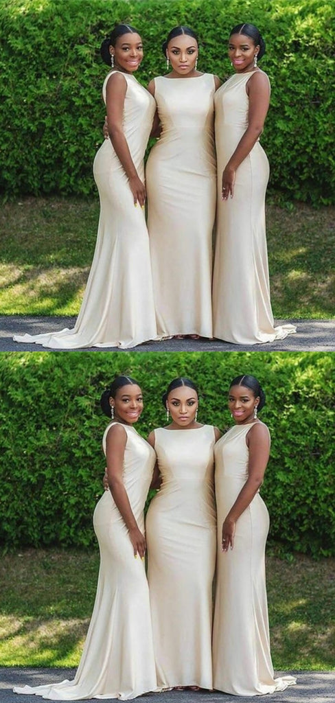 Sexy Sabrina Sleeveless Mermaid Floor Length Bridesmaid Dresses With Trailing  For Wedding Party, PGB51