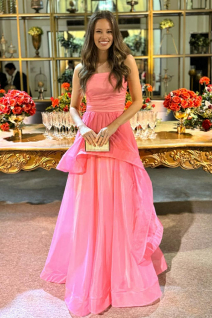 Formal Sweetheart Sleeveless A-line Tulle Long Prom Dresses For Party, PG670