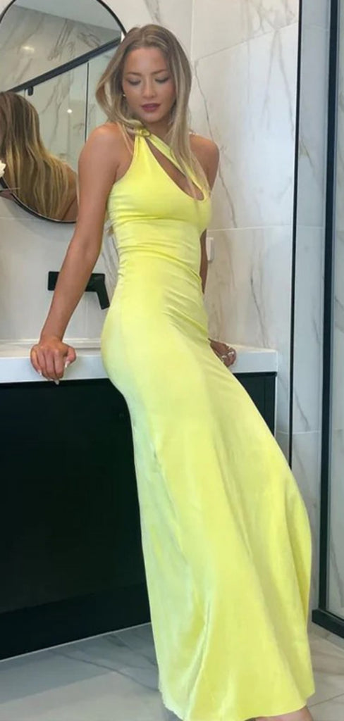 Sexy Asymmetric Sleeveless Mermaid Satin Long Prom Dresses For Party, PG835