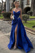 Formal Sweetheart Sleeveless A-line Satin Long Prom Dresses For Party, PG597