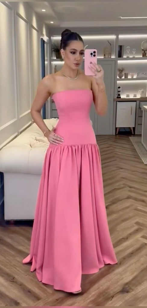 Soft Sweetheart Sleeveless A-line Satin Long Prom Dresses For Party, PG678