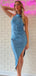 Simple Halter Sleeveless Short Mermaid Satin Homecoming Dresses For Party, PGH235