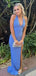 Sexy V-neck Sleeveless Mermaid With Side Split Long Prom Dresses, PG55