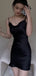 Sexy Spaghetti Strap Sleeveless Mermaid Satin Black Homecoming Dresses For Party, PGH351