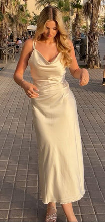 Sexy Spaghetti Strap Sleeveless Mermaid Satin Long Prom Dresses For Party, PG860