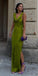 Simple Spaghetti Strap Sleeveless Mermaid Satin Long Prom Dresses For Party, PG541