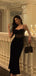 Sexy Spaghetti Strap Sleeveless Mermaid Satin Black Long Prom Dresses For Party, PG399
