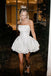 Simple Sweetheart Sleeveless A-line Satin White Homecoming Dresses For Party, PGH467