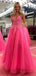 Elegant Spaghetti Strap Sleeveless A-line Long Prom Dresses For Party, PG195