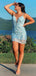 Sexy Spaghetti Strap Sleeveless Short Mermaid Lace Homecoming Dresses For Party, PGH291