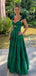 Sexy Spaghetti Strap Sleeveless A-line Satin Long Prom Dresses For Party, PG741