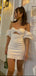 Simple Off-shoulder Sleeveless Short Mermaid White Homecoming Dresses For Party, PGH295