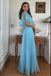 Soft Halter Half Sleeve A-line Chiffon Long Prom Dresses For Party, PG884