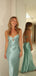 Sexy Spaghetti Strap Sleeveless Mermaid Satin Long Prom Dresses For Party, PG391