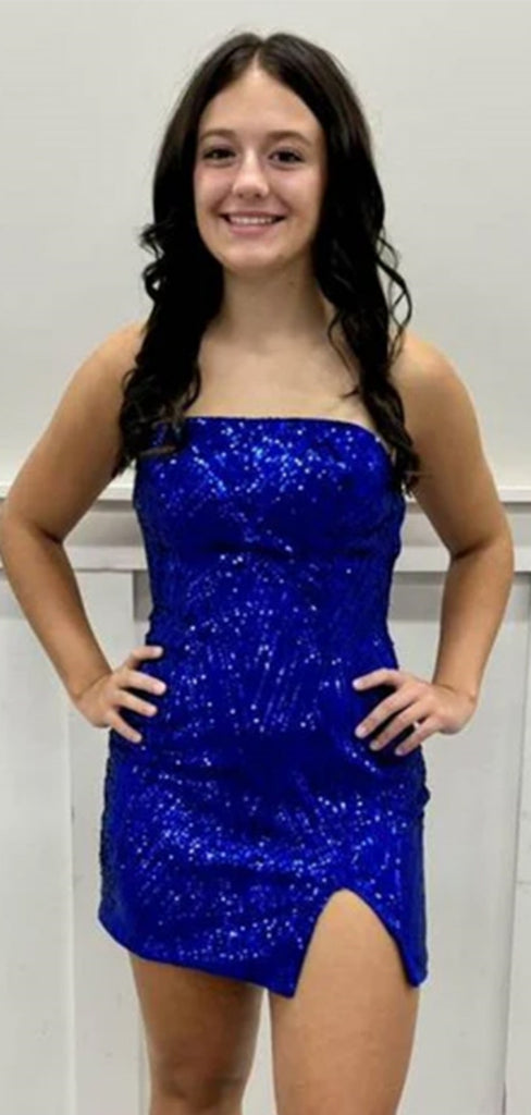 Sexy Sweetheart Short Sleeveless Sequin Mermaid Homecoming Dresses For Party, PGH315