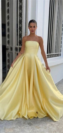Formal Sweetheart Sleeveless A-line Satin Long Prom Dresses For Party, PG787