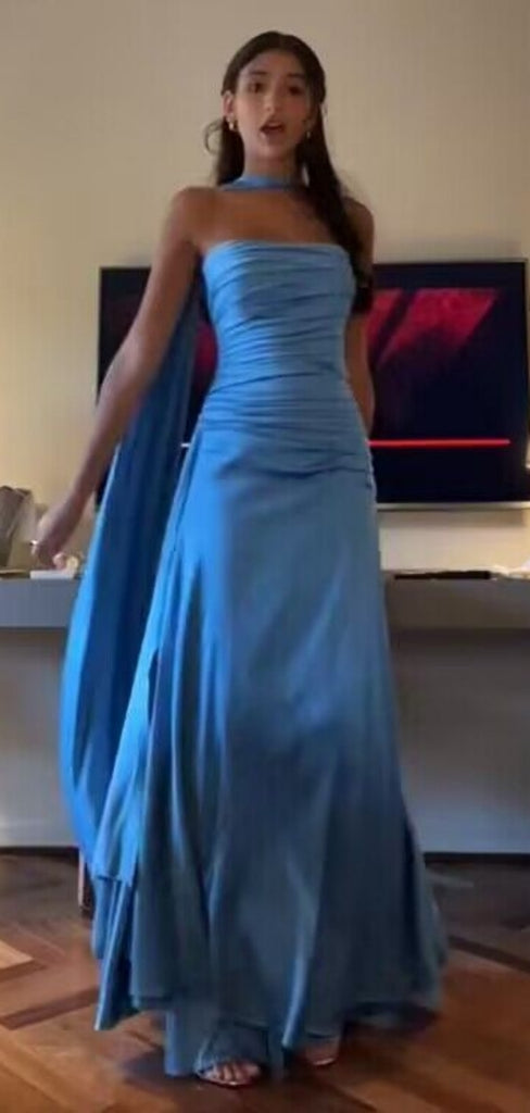 Sexy Sweetheart Sleeveless Mermaid Satin Long Prom Dresses For Party, PG387