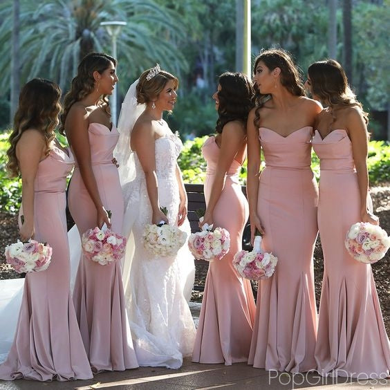 Sexy Sweetheart Sleeveless Mermaid Pink Bridesmaid Dresses For Wedding Party, PGB99