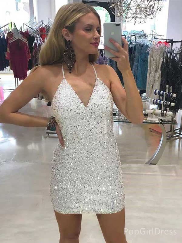 Sexy Spaghetti Strap Sleeveless Mermaid Sequin Homecoming Dresses For Party, PGH455