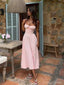Simple Spaghetti Strap Sleeveless A-line Satin Pink Long Prom Dresses For Party, PG379