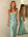 Sexy Spaghetti Strap Sleeveless Mermaid Satin Long Prom Dresses For Party, PG391