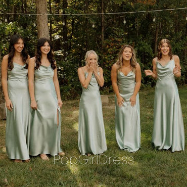 Soft Spaghetti Strap Sleeveless Mermaid Satin Bridesmaid Dresses For Wedding Party, PGB123