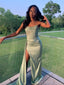 Unique Sweetheart Sleeveless Mermaid Satin Long Prom Dresses For Party, PG537