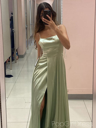 Sexy Spaghetti Strap Sleeveless Mermaid Satin Long Prom Dresses For Party, PG968