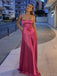 Soft Spaghetti Strap Sleeveless A-line Satin Long Prom Dresses For Party, PG459
