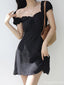 Sexy Sweetheart Cap Sleeve Mermaid Satin Short Black Homecoming Dresses For Party, PGH407