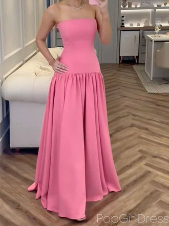 Soft Sweetheart Sleeveless A-line Satin Long Prom Dresses For Party, PG678