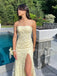 Sexy Sweetheart Sleeveless Mermaid Lace Long Prom Dresses With Slit For Party, PG339