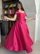 Formal Off-shoulder Sleeveless A-line Satin Long Prom Dresses For Party, PG581