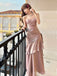 Soft Spaghetti Strap Sleeveless Mermaid Satin Long Prom Dresses For Party, PG589