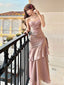 Soft Spaghetti Strap Sleeveless Mermaid Satin Long Prom Dresses For Party, PG589