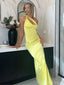 Sexy Asymmetric Sleeveless Mermaid Satin Long Prom Dresses For Party, PG835