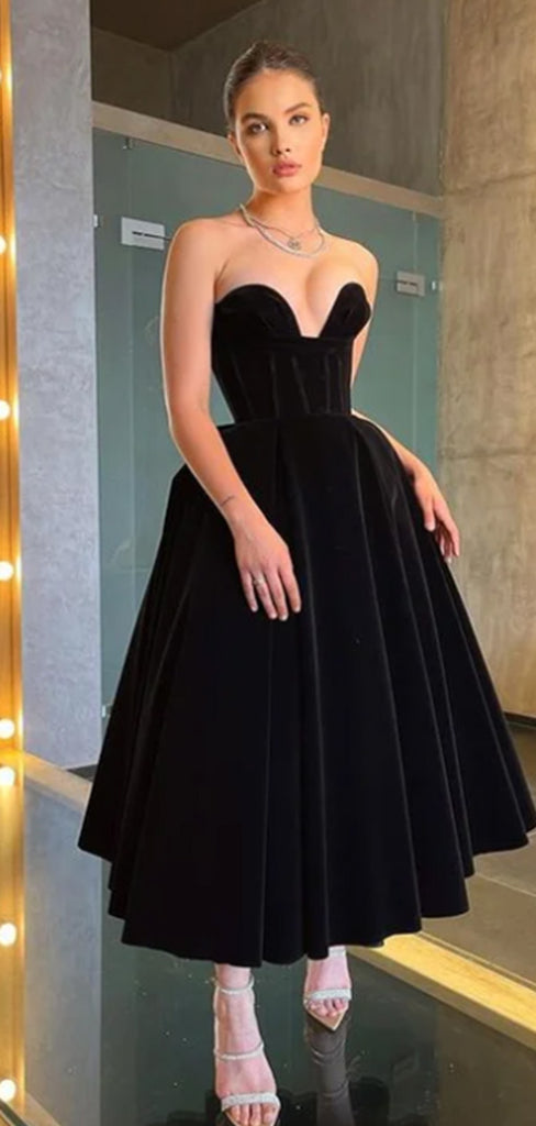 Elegant Sweetheart Sleeveless A-line Black Prom Dresses For Wedding Party, PG25