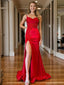 Sexy Spaghetti Strap Mermaid Sleeveless Prom Dresses With Front Slit For Party, PG159