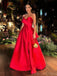 Unique Sweetheart Sleeveless A-line Satin Long Prom Dresses For Party, PG569