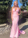 Sexy V-neck Sleeveless Mermaid With Trailing Long Prom Dresses, PG59