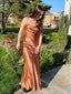 Sexy Spaghetti Strap Sleeveless Mermaid Satin Long Prom Dresses For Party, PG876