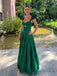 Sexy Spaghetti Strap Sleeveless A-line Satin Long Prom Dresses For Party, PG741