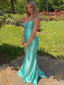 Elegant Spaghetti Strap V-neck Mermaid Sleeveless With Front Slit Long Prom Dresses For Party, PG111