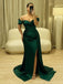 Sexy Off-shoulder Sleeveless Mermaid Satin Long Prom Dresses For Party, PG645