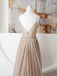 Sparkly V-neck Spaghetti Strap Sleeveless A-line Backless Long Prom Dresses With Trailing, PG08