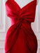 Elegant V-neck One-shoulder Sleeveless Red Mermaid Long Prom Dresses, PG11