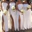 Sexy Sweetheart Sleeveless Mermaid White Bridesmaid Dresses With Side Split For Wedding Party, PGB67