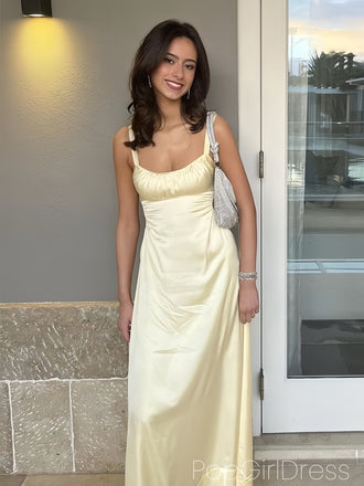 Soft Spaghetti Strap Sleeveless Mermaid Satin Long Prom Dresses For Party, PG930