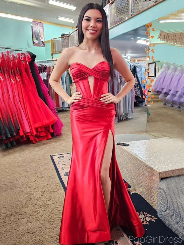 Sexy Sweetheart Mermaid Sleeveless With Side Slit Long Prom Dresses For Party, PG107