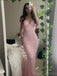 Elegant V-neck Sleeveless Mermaid Satin Long Prom Dresses For Party, PG767